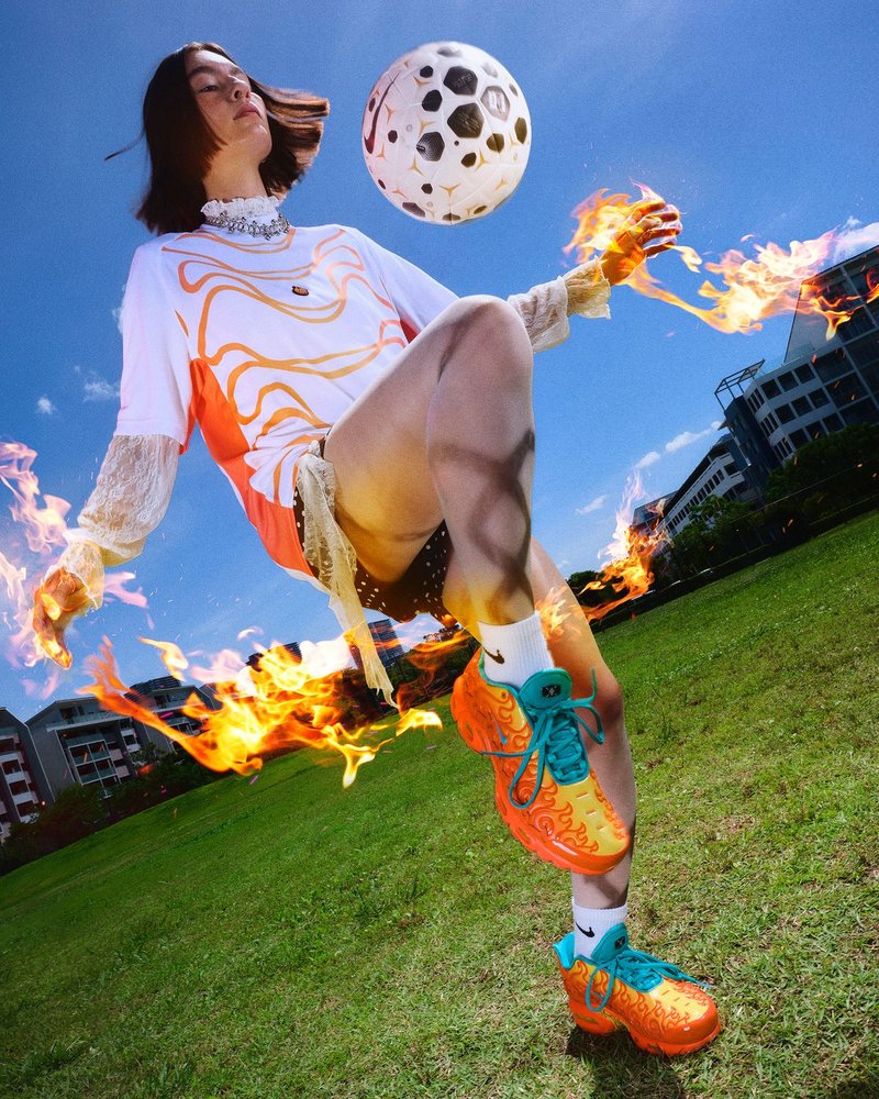 Campagne Nike x One Piece : Air Max Plus Mera Mera no Mi aux tons orange et jaune