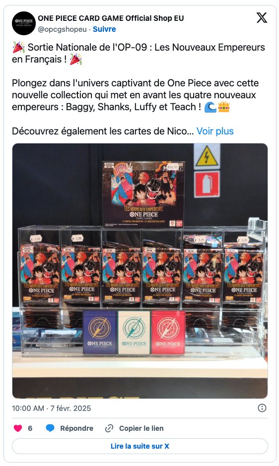 Affiche officielle d’un tournoi One Piece Card Game avec les héros du manga en arrière-plan.