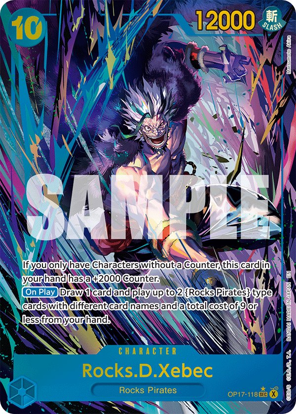 Carte OP17-118 Rocks D. Xebec, Secret Rare en version parallèle